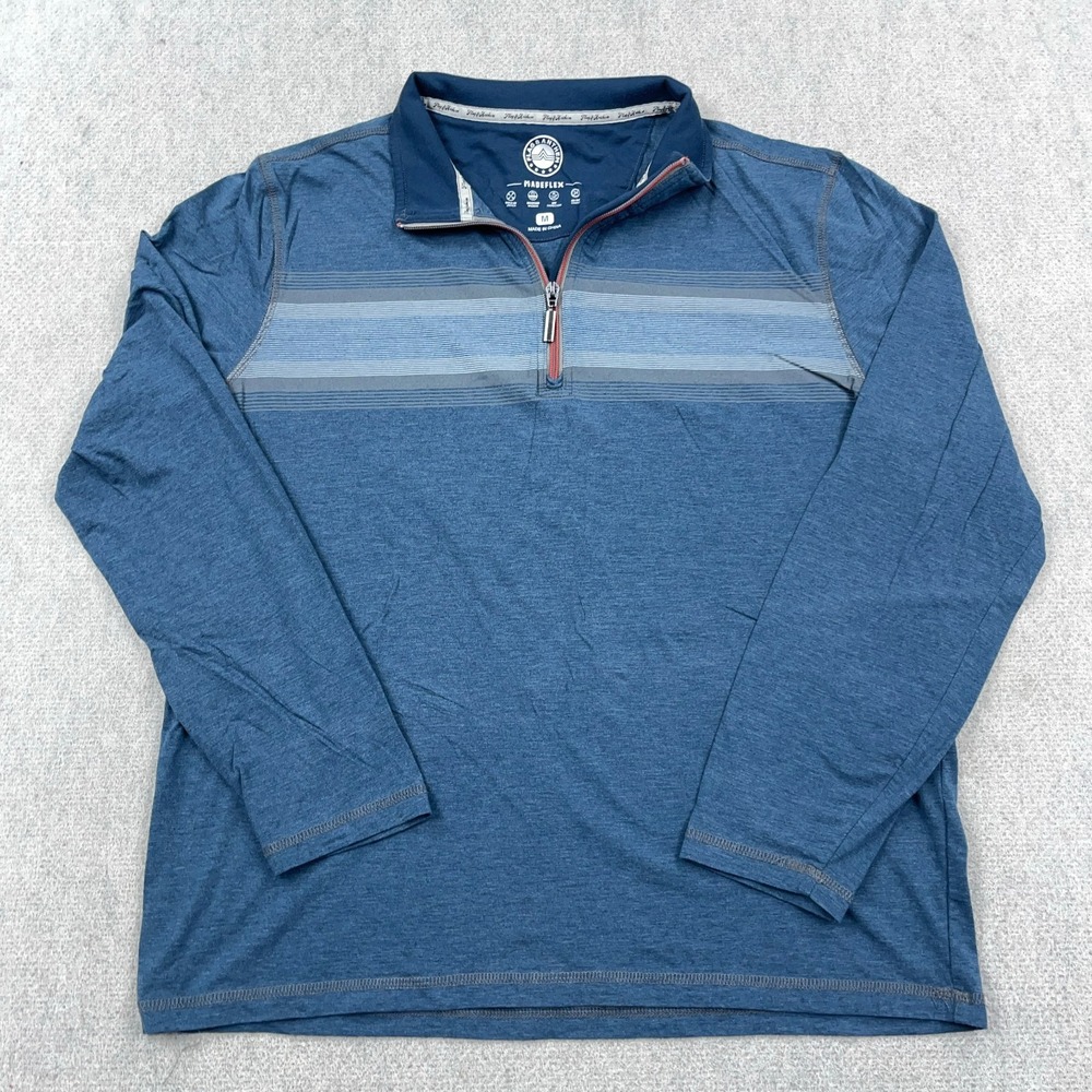 Flag & Anthem Shirt Men Medium Blue Pullover Quarter Zip Madeflex Cotton Golf